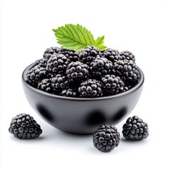 Fresh blackberries in a black bowl, summer harvest and healthy eating, perfect for garden and picnic themes