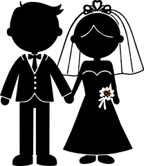 cartoon silhouette wedding style illustration