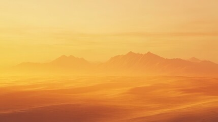 Golden Desert Mountain Sunset Landscape