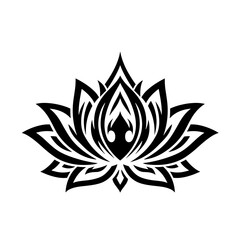Fototapeta premium Black Lotus Flower Illustration in Stylized Design 