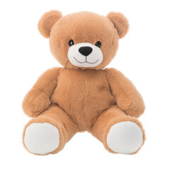 Obraz premium Cute and Soft Brown Teddy Bear Toy for Kids and Home Decoration on White Background