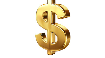 Obraz premium Golden Dollar Symbol: A shiny golden dollar sign against a clean backdrop, emphasizing wealth, prosperity, and financial success. 