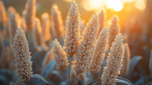 Surreal Digital Painting of Expansive Finger Millet Fields with Abstract Colors Celebrating Traditional Rural Landscapes and Ancient Cereal Heritage