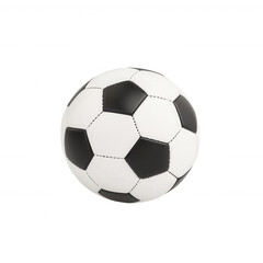 Fototapeta premium A classic black and white soccer ball resting on a white isolated background, perfect for sports-themed projects and soccer-related content.