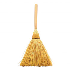A classic straw broom with a wooden handle, ideal for cleaning and tidying up spaces. Perfect for home improvement, housekeeping, or outdoor chores.
