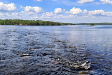 Scenic view of Miekankoski rapids, Mantyharju, Finland