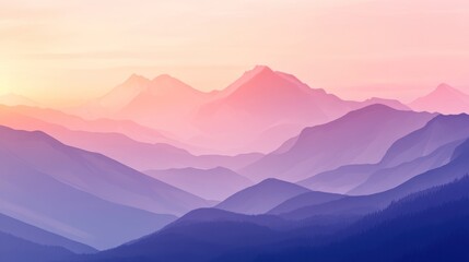 Obraz premium Pastel Mountains Sunrise Landscape - Calm Dawn View
