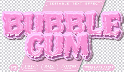 Bubble Gum Pink Cute Candy Sugar Fully Editable Vector Text File