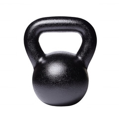 Fototapeta premium Black kettlebell on a white isolated background, perfect for fitness enthusiasts and strength training promotions.