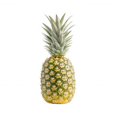 Fototapeta premium Fresh pineapple on a white isolated background, showcasing its vibrant colors and unique texture, perfect for use in culinary or tropical-themed projects.