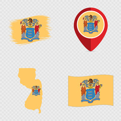 New Jersey State Flag Icon Set.
