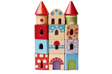 Naklejka premium stacking toy designed as a whimsical castle Isolated on white background