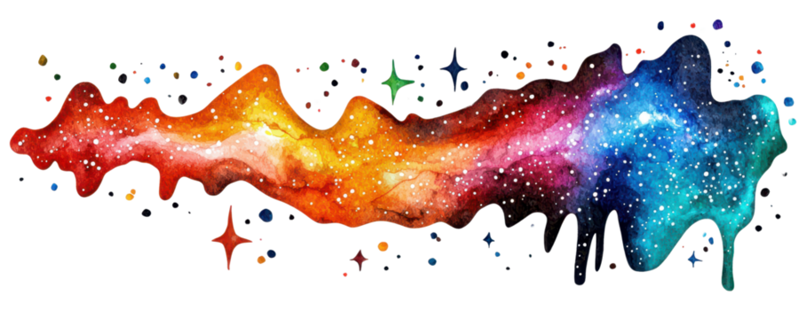 Vibrant Watercolor Galaxy Cosmic Art Design with Stars and Nebula Perfect for backgrounds websites or prints