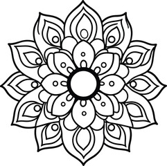 Mandala black and white floral ornament