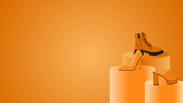 Footwears illustration in orange gradient background 