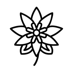 bee balm flower vector icon, simple black outline line icon of bee balm flower, flower vector line art icon