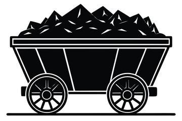 Mine coal wagon icon silhouette, Mine coal wagon icon, Simple illustration of mine coal wagon vector icon for web design isolated on white background.