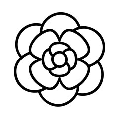 camellia flower vector icon, simple black outline line icon of camellia flower, flower vector line art icon