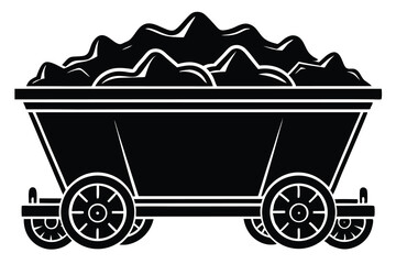Mine coal wagon icon silhouette, Mine coal wagon icon, Simple illustration of mine coal wagon vector icon for web design isolated on white background.