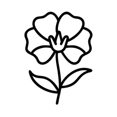 carnation flower vector icon, simple black outline line icon of carnation flower, flower vector line art icon