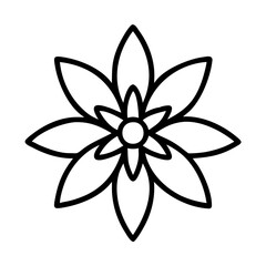 clematis flower vector icon, simple black outline line icon of clematis flower, flower vector line art icon