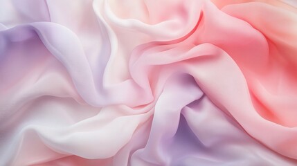 Fototapeta premium Soft pastel gradient fabric with pink lavender and coral hues creating a gentle flowing effect