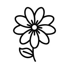 coreopsis flower vector icon, simple black outline line icon of coreopsis flower, flower vector line art icon