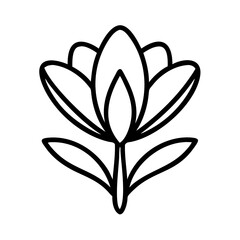 crocus flower vector icon, simple black outline line icon of crocus flower, flower vector line art icon