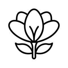 crocus flower vector icon, simple black outline line icon of crocus flower, flower vector line art icon