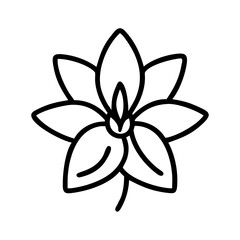 daylily flower vector icon, simple black outline line icon of daylily flower, flower vector line art icon