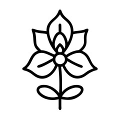 delphinium flower vector icon, simple black outline line icon of delphinium flower, flower vector line art icon