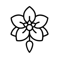 delphinium flower vector icon, simple black outline line icon of delphinium flower, flower vector line art icon