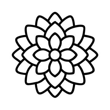 recommend clip art: dahlia flower vector icon, simple black outline line icon of dahlia flower, flower vector line art icon