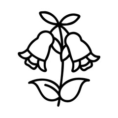 foxglove flower vector icon, simple black outline line icon of foxglove flower, flower vector line art icon