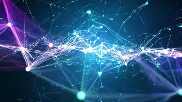 Glowing plexus network transforming and evolving