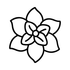 gardenia flower vector icon, simple black outline line icon of gardenia flower, flower vector line art icon
