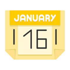 16 January Flat Style Icon