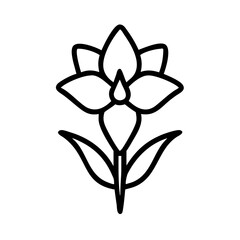 gladiolus flower vector icon, simple black outline line icon of gladiolus flower, flower vector line art icon