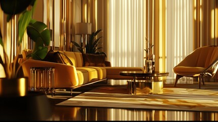 Golden Hour Living Room: Luxurious Interior Design