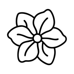 impatiens flower vector icon, simple black outline line icon of impatiens flower, flower vector line art icon