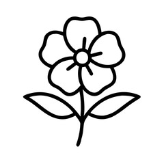 impatiens flower vector icon, simple black outline line icon of impatiens flower, flower vector line art icon