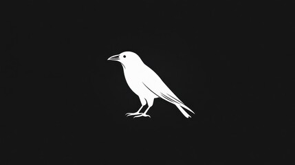 Obraz premium Silhouette of a crow, simple graphic design, dark background