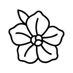 impatiens flower vector icon, simple black outline line icon of impatiens flower, flower vector line art icon