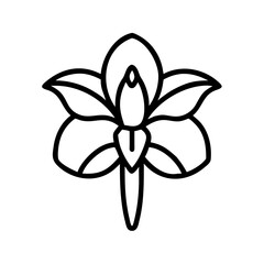 iris flower vector icon, simple black outline line icon of iris flower, flower vector line art icon