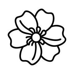 japanese anemone flower vector icon, simple black outline line icon of japanese anemone flower, flower vector line art icon
