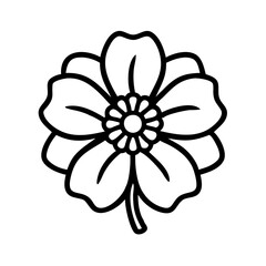 japanese anemone flower vector icon, simple black outline line icon of japanese anemone flower, flower vector line art icon