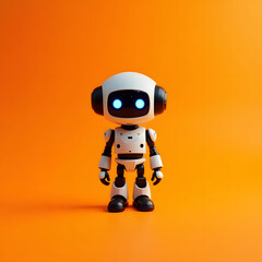 A tiny robot isolated orange background. generative ai