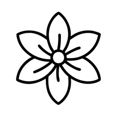 jasmine flower vector icon, simple black outline line icon of jasmine flower, flower vector line art icon