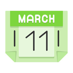 11 March Flat Style Icon