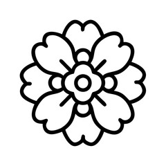 lantana flower vector icon, simple black outline line icon of lantana flower, flower vector line art icon